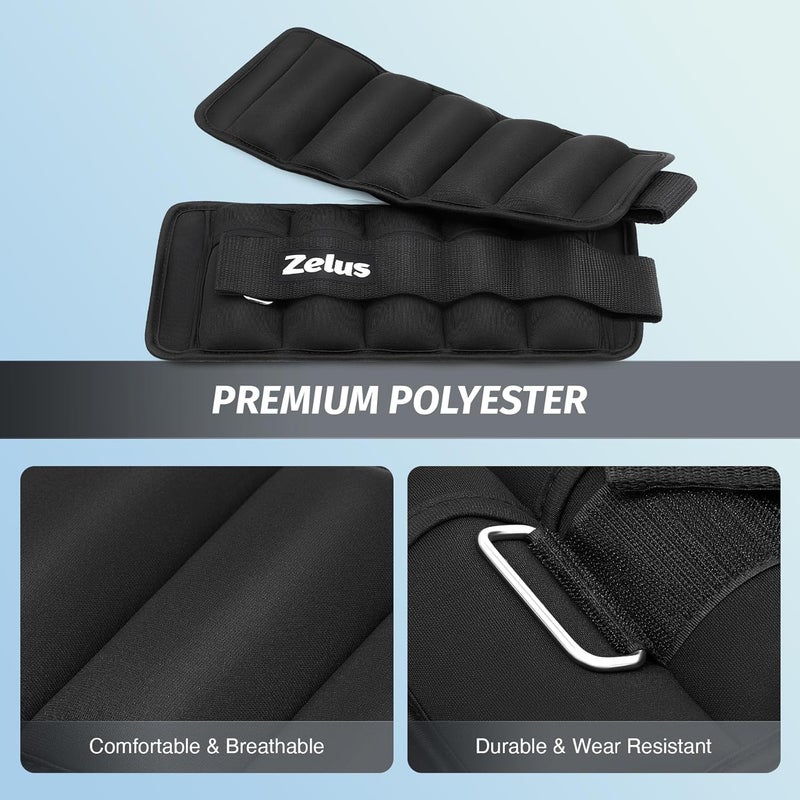 ZELUS 1 Pair Adjustable Ankle Weights, 2 4 6 8 10 lb Modularized Leg Weight Straps for Women Men, Weighted Ankle Weight Set with Removable Sandbags, 1-5 lb per Ankle Strap for Gym Yoga Jogging Walking - Image 4